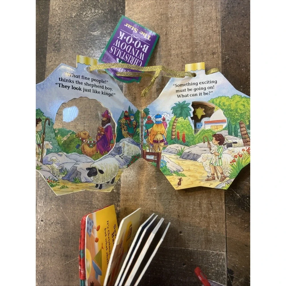 Lot of 3 Vintage Christmas Books 2 Ornaments Window 1996 & 2000 Santa‎ Backpack